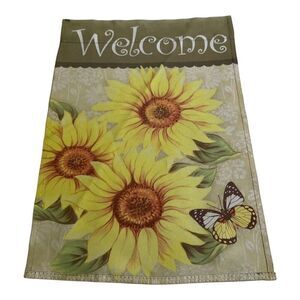 Butterfly Welcome Small Garden Sunflowers Garden Flag 18" X 12.25” Spring